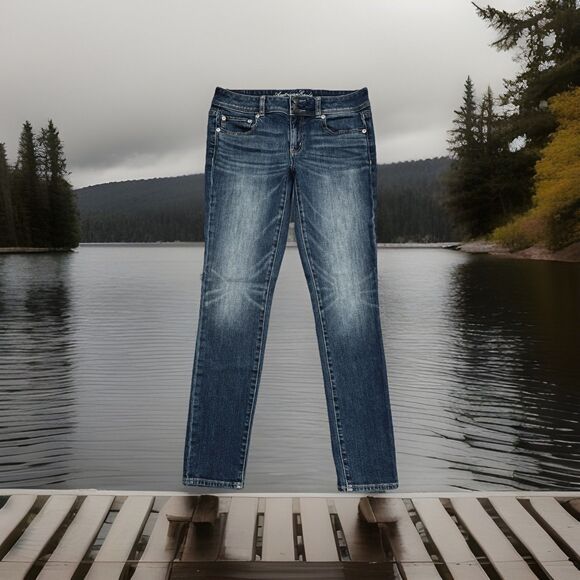 American Eagle Skinny Jeans 6 (29x29) Blue Denim Stretch Low Mid Womens - Picture 1 of 10